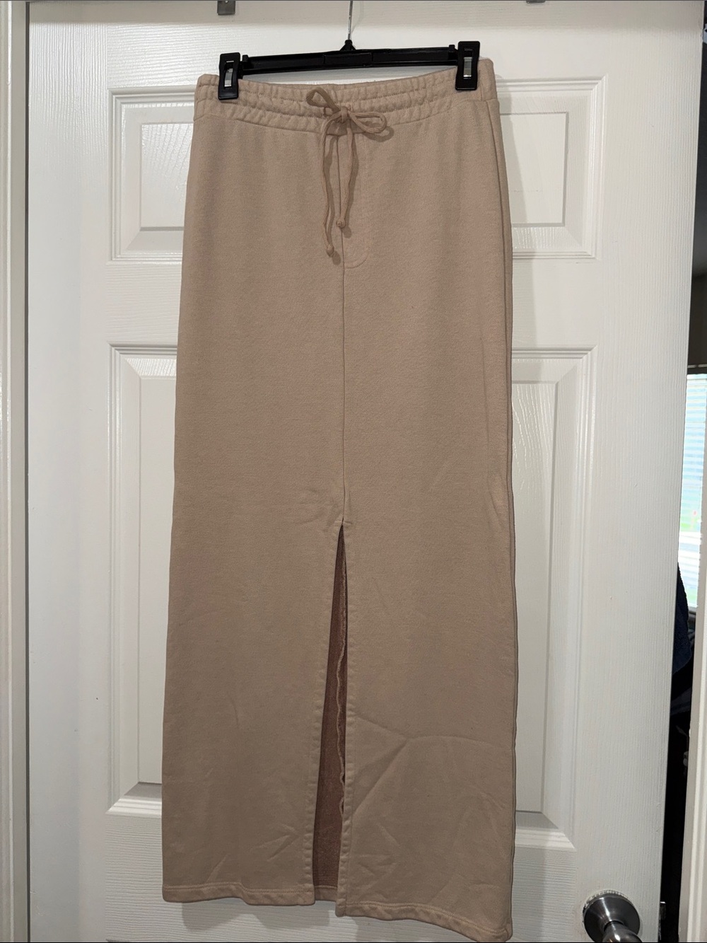 Project Social T Taupe Maxi Skirt with Front Slit and Drawstring Waist